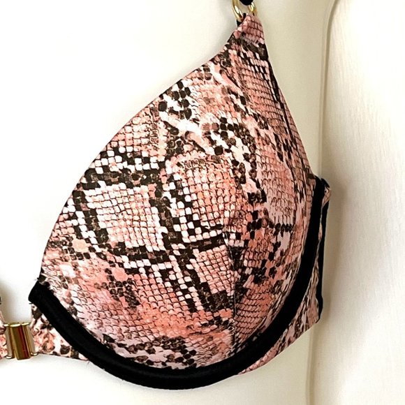 NWOT VICTORIA’S SECRET PINK SNAKE PRINT VERY SEXY PUSH UP BRA CAGE BACK SIZE 34B - Picture 9 of 13